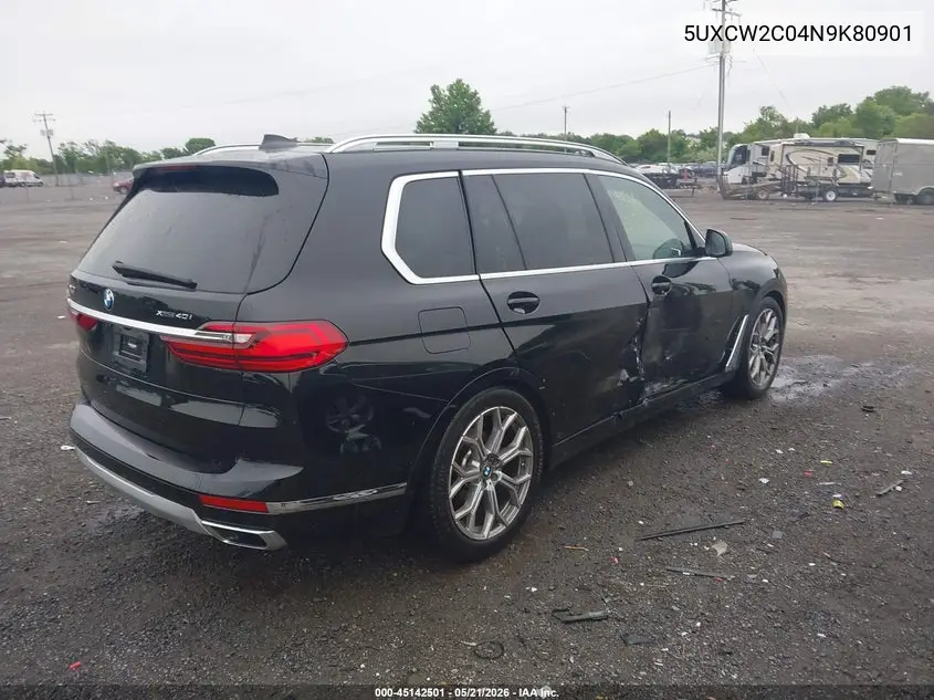 2022 BMW X7 xDrive40I VIN: 5UXCW2C04N9K80901 Lot: 45142501