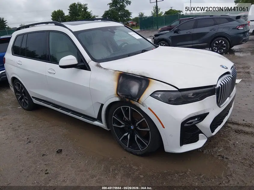 2022 BMW X7 xDrive40I VIN: 5UXCW2C03N9M41061 Lot: 45170554
