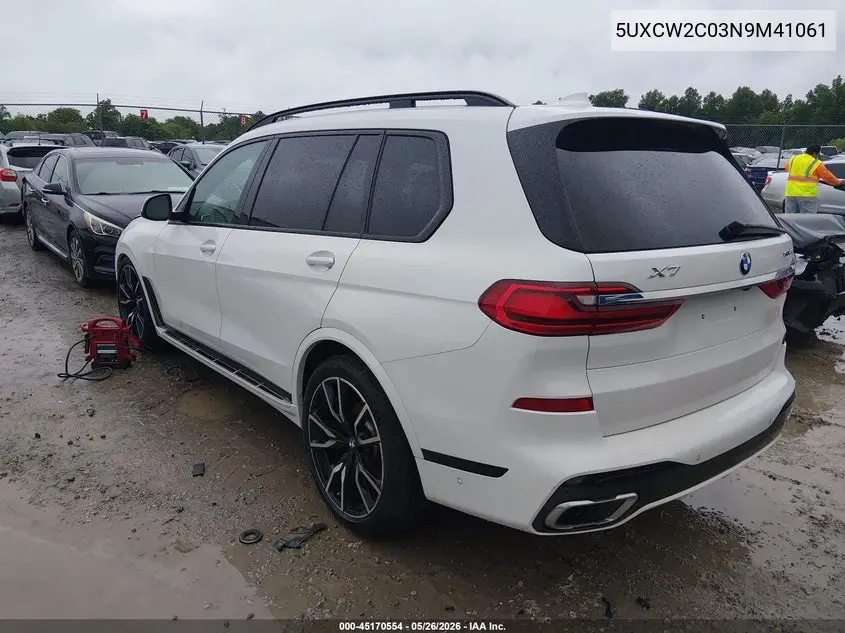 2022 BMW X7 xDrive40I VIN: 5UXCW2C03N9M41061 Lot: 45170554