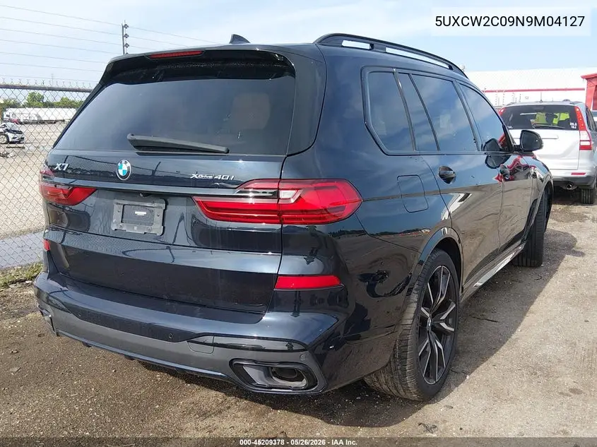 2022 BMW X7 xDrive40I VIN: 5UXCW2C09N9M04127 Lot: 45209378