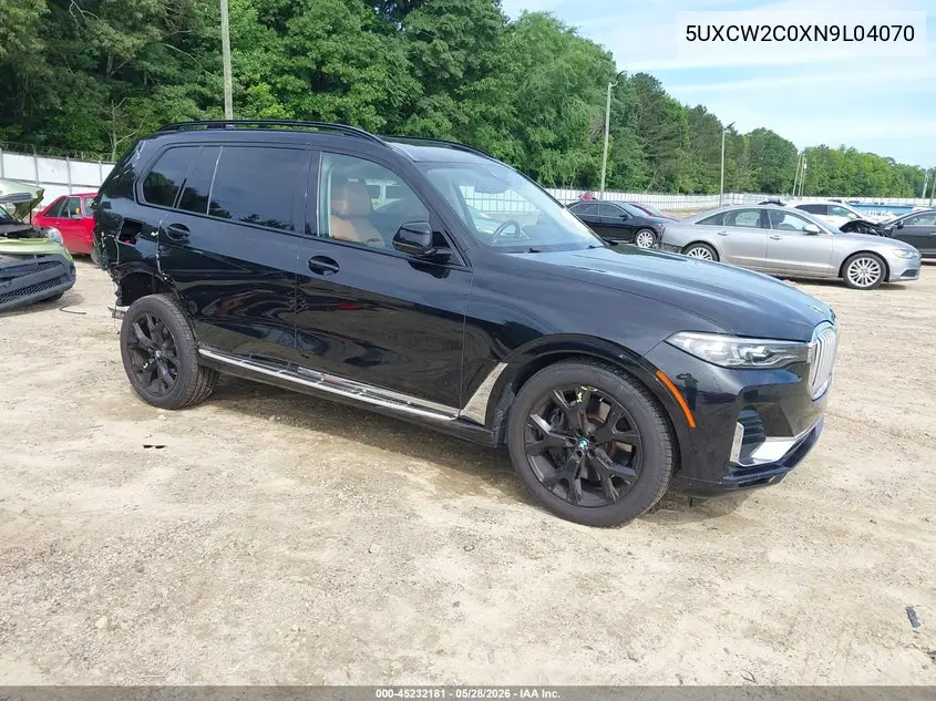 2022 BMW X7 xDrive40I VIN: 5UXCW2C0XN9L04070 Lot: 45232181