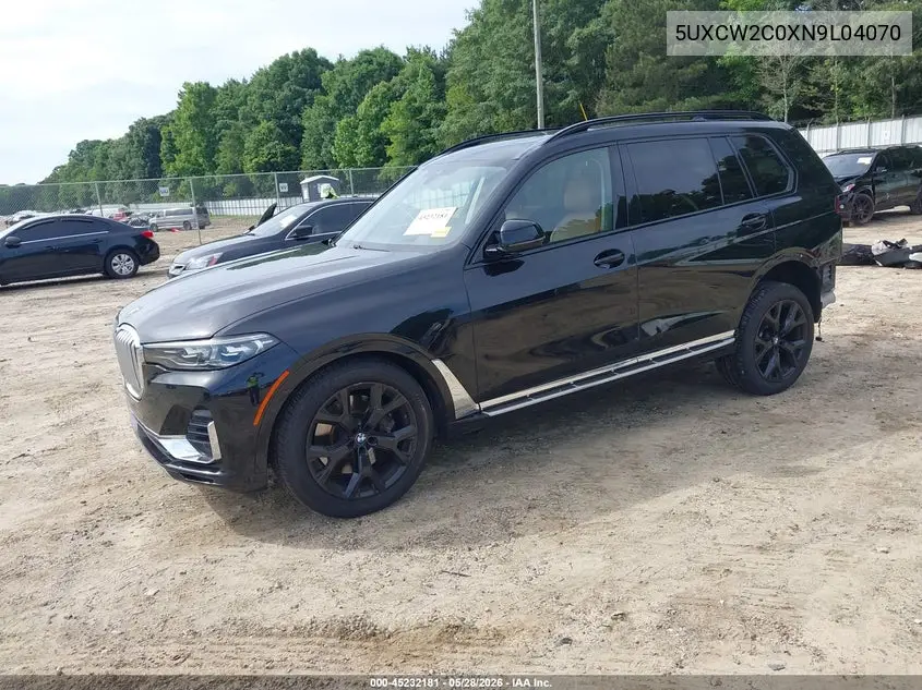 2022 BMW X7 xDrive40I VIN: 5UXCW2C0XN9L04070 Lot: 45232181