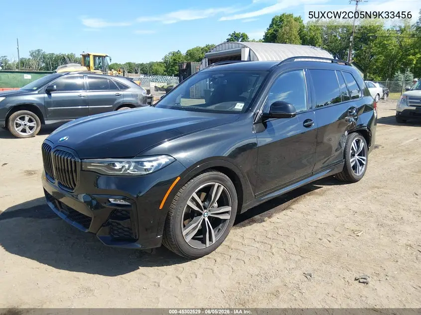 2022 BMW X7 xDrive40I VIN: 5UXCW2C05N9K33456 Lot: 45302529