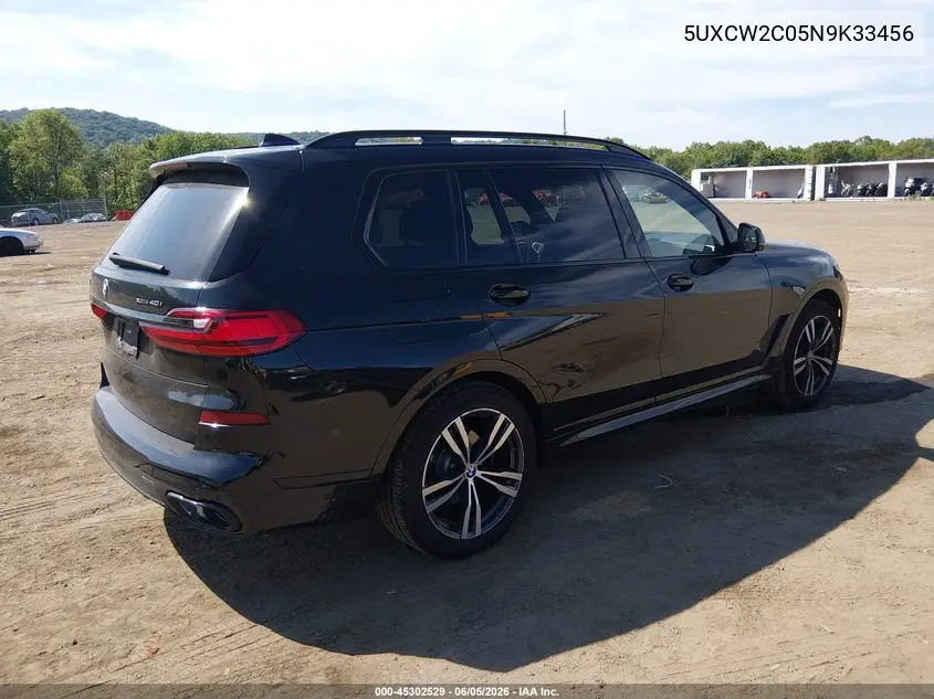 2022 BMW X7 xDrive40I VIN: 5UXCW2C05N9K33456 Lot: 45302529
