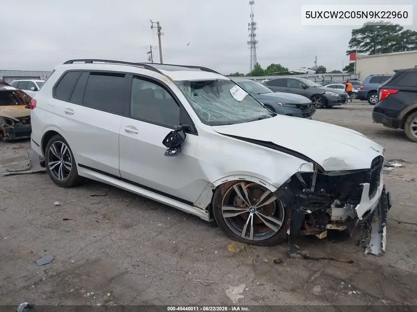 2022 BMW X7 xDrive40I VIN: 5UXCW2C05N9K22960 Lot: 45440011