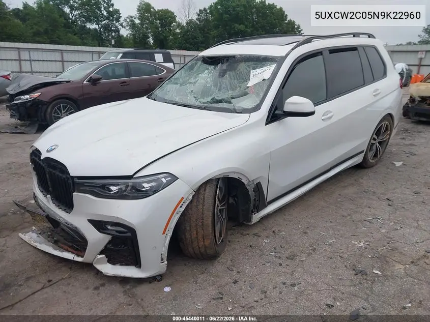 2022 BMW X7 xDrive40I VIN: 5UXCW2C05N9K22960 Lot: 45440011
