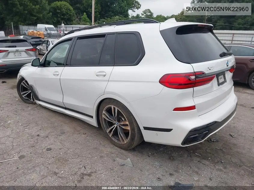 2022 BMW X7 xDrive40I VIN: 5UXCW2C05N9K22960 Lot: 45440011