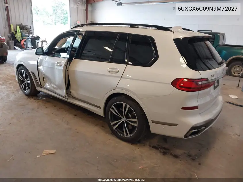 2022 BMW X7 M50I VIN: 5UXCX6C09N9M72027 Lot: 45442665