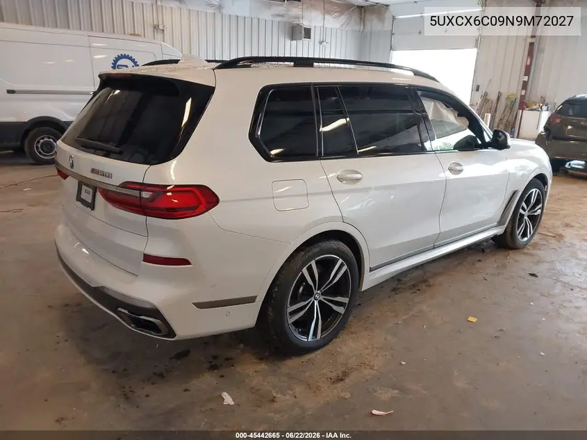 2022 BMW X7 M50I VIN: 5UXCX6C09N9M72027 Lot: 45442665