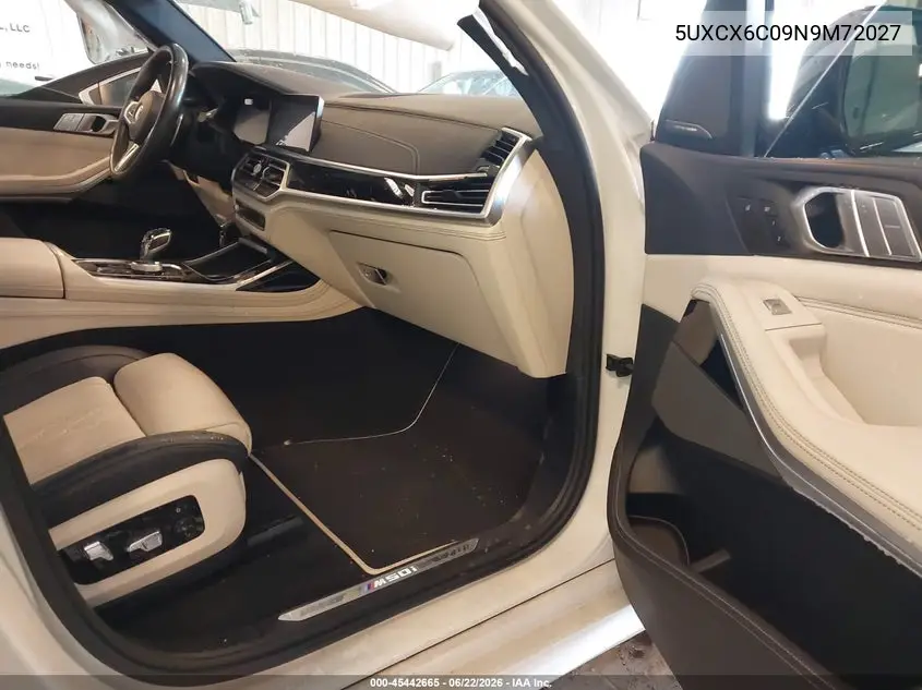 2022 BMW X7 M50I VIN: 5UXCX6C09N9M72027 Lot: 45442665