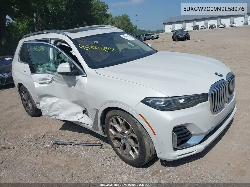 2022 BMW X7 xDrive40I VIN: 5UXCW2C09N9L58976 Lot: 45508349