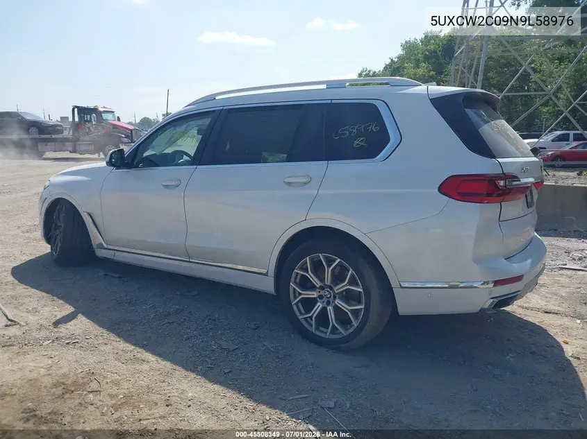 2022 BMW X7 xDrive40I VIN: 5UXCW2C09N9L58976 Lot: 45508349