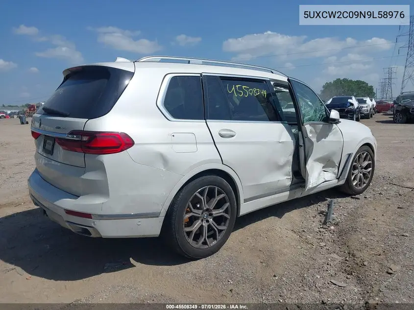2022 BMW X7 xDrive40I VIN: 5UXCW2C09N9L58976 Lot: 45508349
