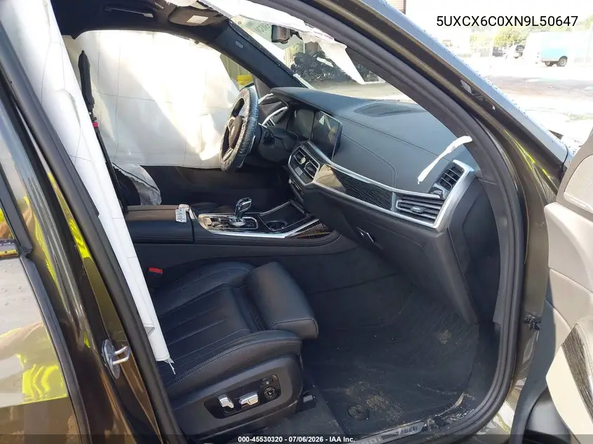 2022 BMW X7 M50I VIN: 5UXCX6C0XN9L50647 Lot: 45530320