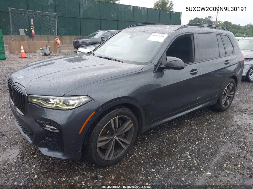 2022 BMW X7 xDrive40I VIN: 5UXCW2C09N9L30191 Lot: 45539351