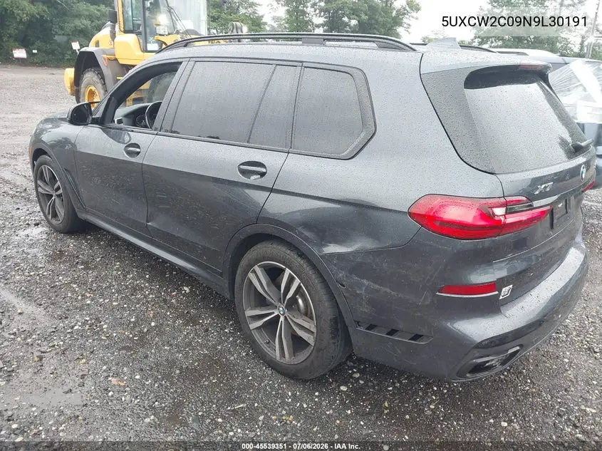 2022 BMW X7 xDrive40I VIN: 5UXCW2C09N9L30191 Lot: 45539351