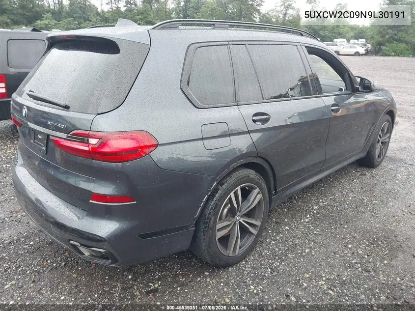 2022 BMW X7 xDrive40I VIN: 5UXCW2C09N9L30191 Lot: 45539351