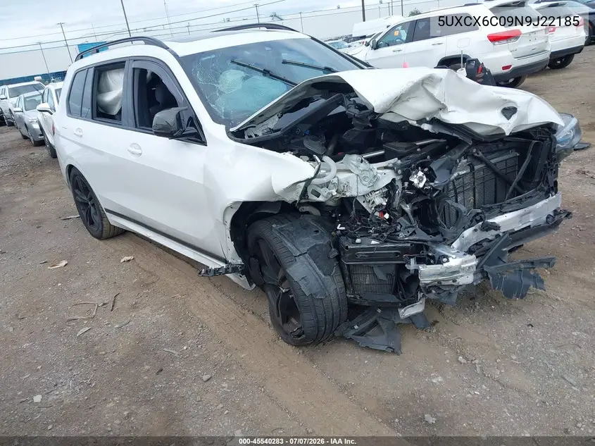2022 BMW X7 M50I VIN: 5UXCX6C09N9J22185 Lot: 45540283