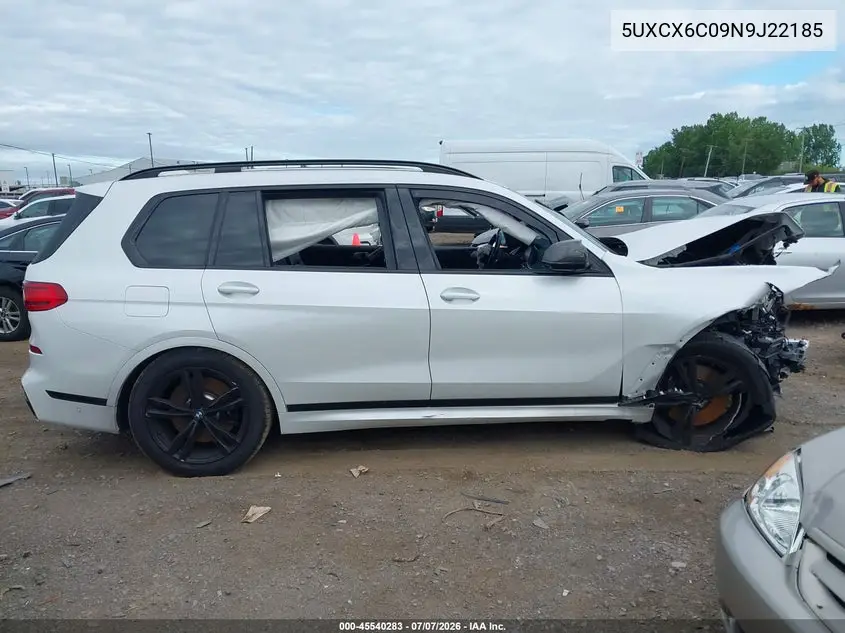 2022 BMW X7 M50I VIN: 5UXCX6C09N9J22185 Lot: 45540283