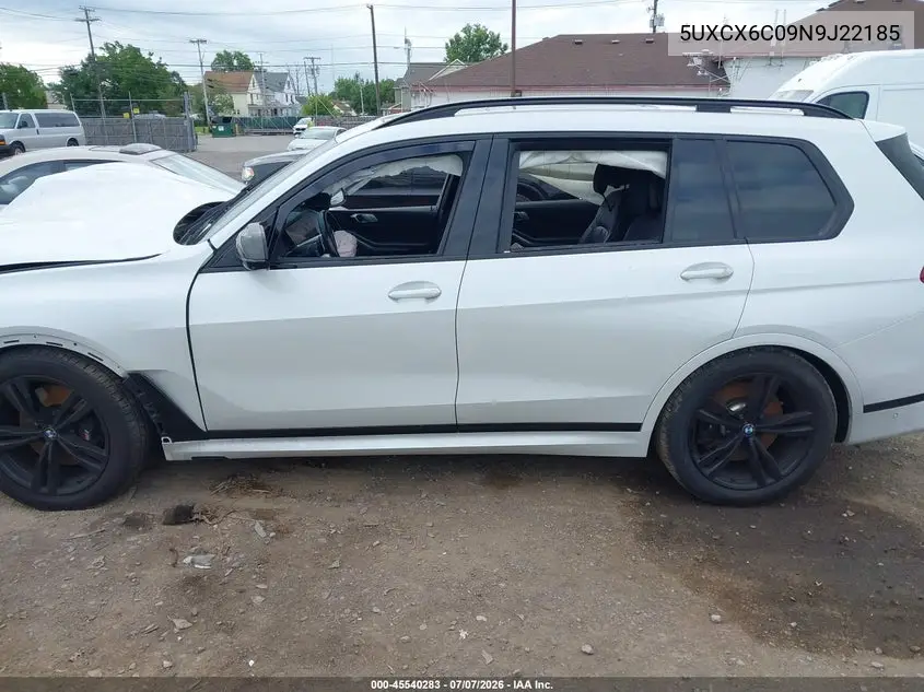 2022 BMW X7 M50I VIN: 5UXCX6C09N9J22185 Lot: 45540283