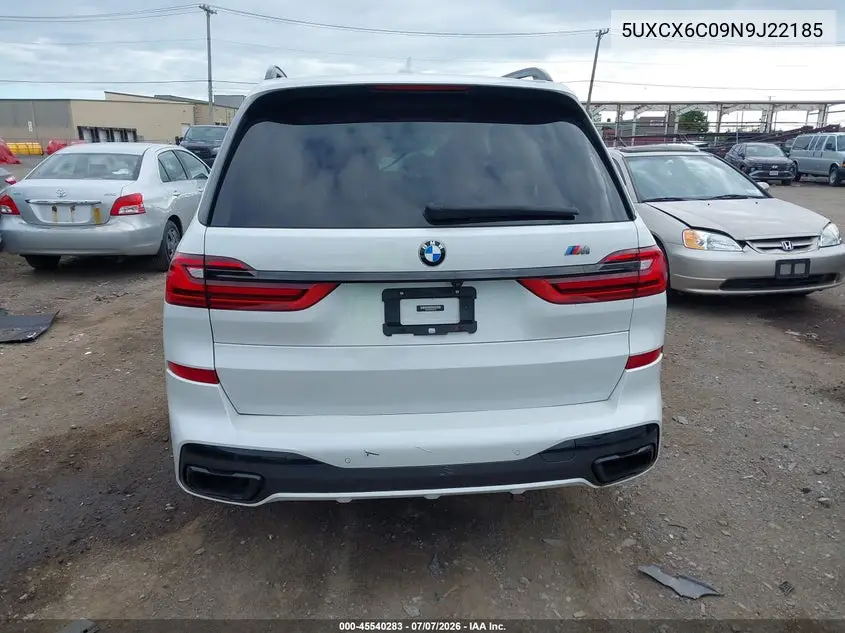 2022 BMW X7 M50I VIN: 5UXCX6C09N9J22185 Lot: 45540283