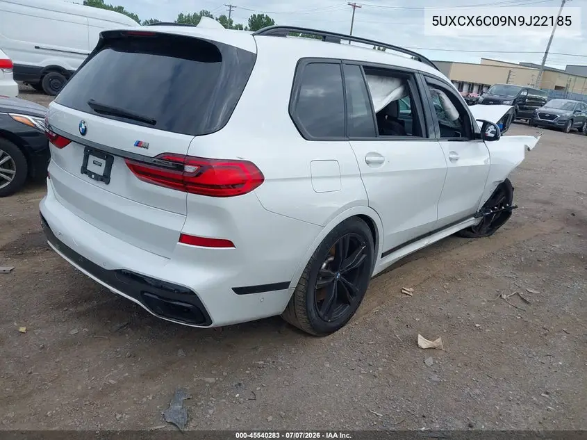 2022 BMW X7 M50I VIN: 5UXCX6C09N9J22185 Lot: 45540283