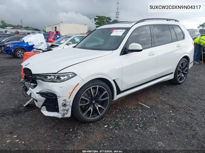 2022 BMW X7 xDrive40I VIN: 5UXCW2C0XN9N04317 Lot: 45617364