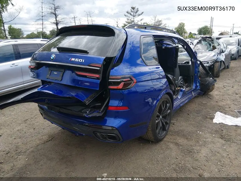 2024 BMW X7 M60I VIN: 5UX33EM00R9T36170 Lot: 45210215