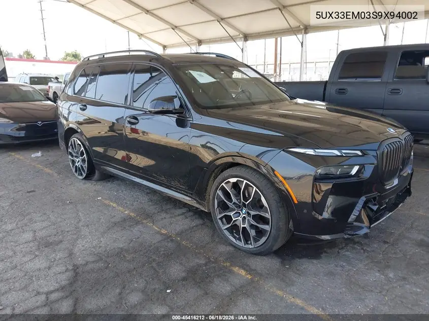 2025 BMW X7 M60I VIN: 5UX33EM03S9X94002 Lot: 45416212