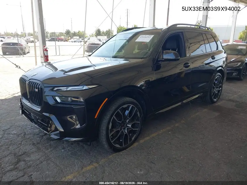 2025 BMW X7 M60I VIN: 5UX33EM03S9X94002 Lot: 45416212