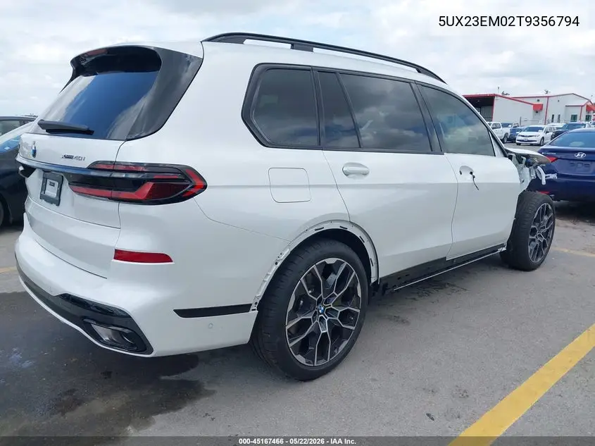 2026 BMW X7 xDrive40I VIN: 5UX23EM02T9356794 Lot: 45167466