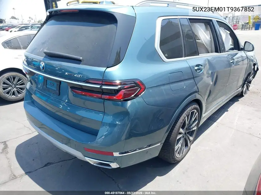 2026 BMW X7 xDrive40I VIN: 5UX23EM01T9367852 Lot: 45187064