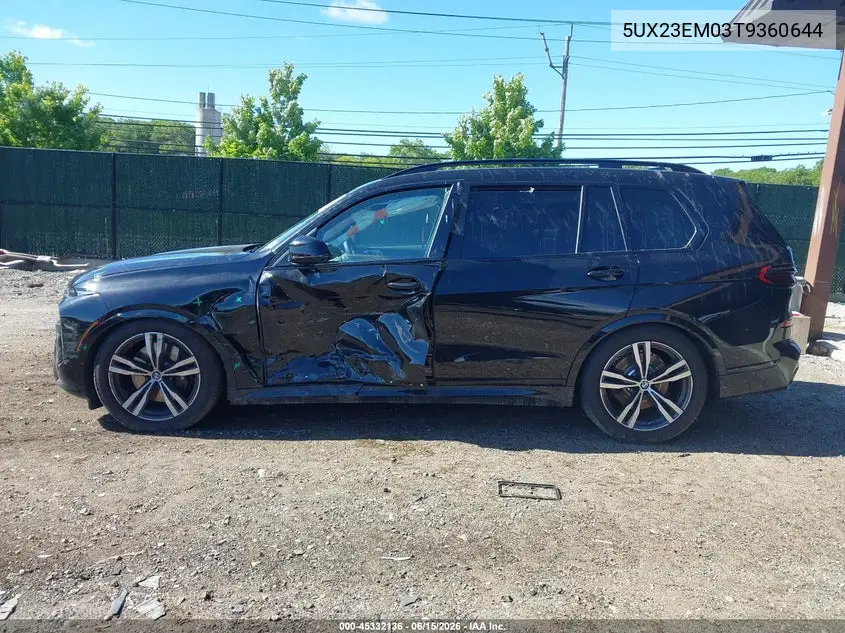 2026 BMW X7 xDrive40I VIN: 5UX23EM03T9360644 Lot: 45332136