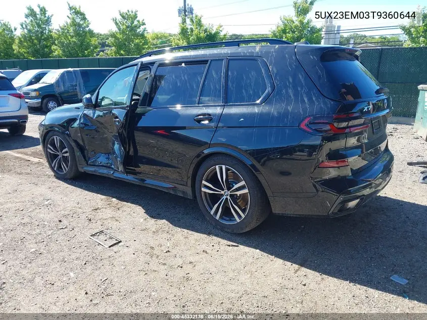 2026 BMW X7 xDrive40I VIN: 5UX23EM03T9360644 Lot: 45332136