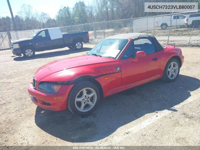 1997 BMW Z3 1.9L VIN: 4USCH7323VLB80007 Lot: 41674058
