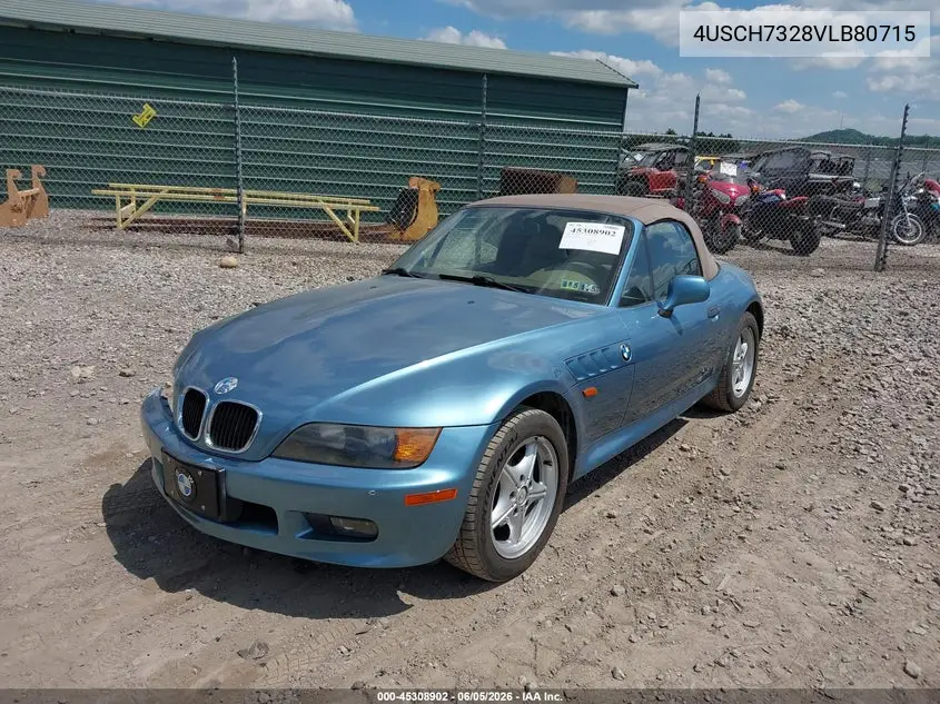 1997 BMW Z3 1.9L Roadster VIN: 4USCH7328VLB80715 Lot: 45308902