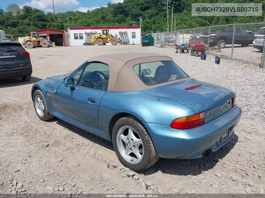 1997 BMW Z3 1.9L Roadster VIN: 4USCH7328VLB80715 Lot: 45308902