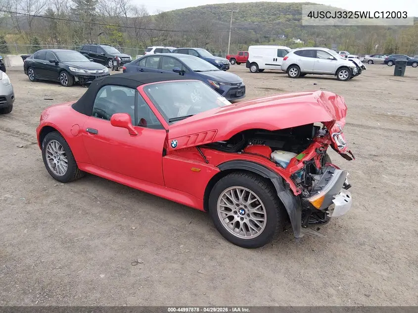 1998 BMW Z3 2.8 VIN: 4USCJ3325WLC12003 Lot: 44997878