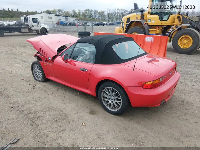 1998 BMW Z3 2.8 VIN: 4USCJ3325WLC12003 Lot: 44997878