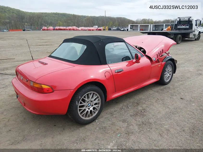 1998 BMW Z3 2.8 VIN: 4USCJ3325WLC12003 Lot: 44997878