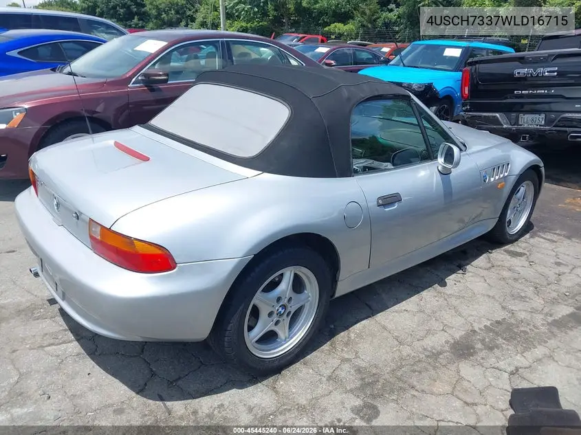 1998 BMW Z3 1.9 VIN: 4USCH7337WLD16715 Lot: 45445240