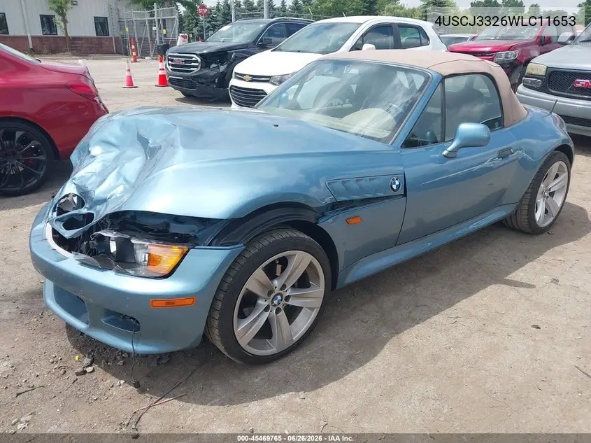 1998 BMW Z3 2.8 VIN: 4USCJ3326WLC11653 Lot: 45469765