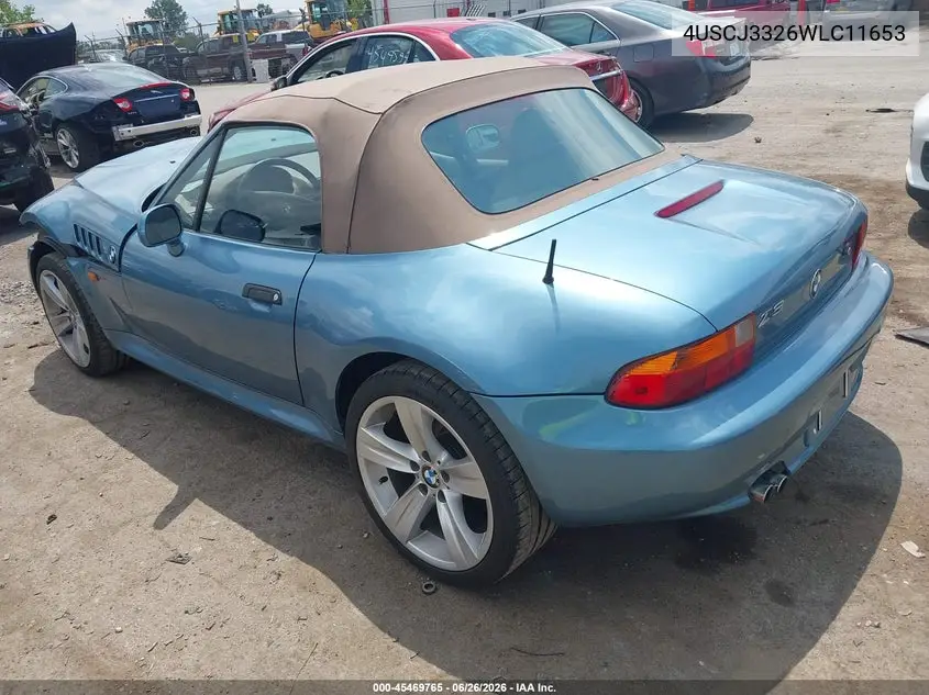 1998 BMW Z3 2.8 VIN: 4USCJ3326WLC11653 Lot: 45469765