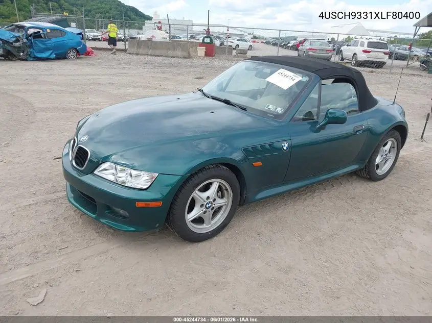 1999 BMW Z3 2.3 VIN: 4USCH9331XLF80400 Lot: 45244734