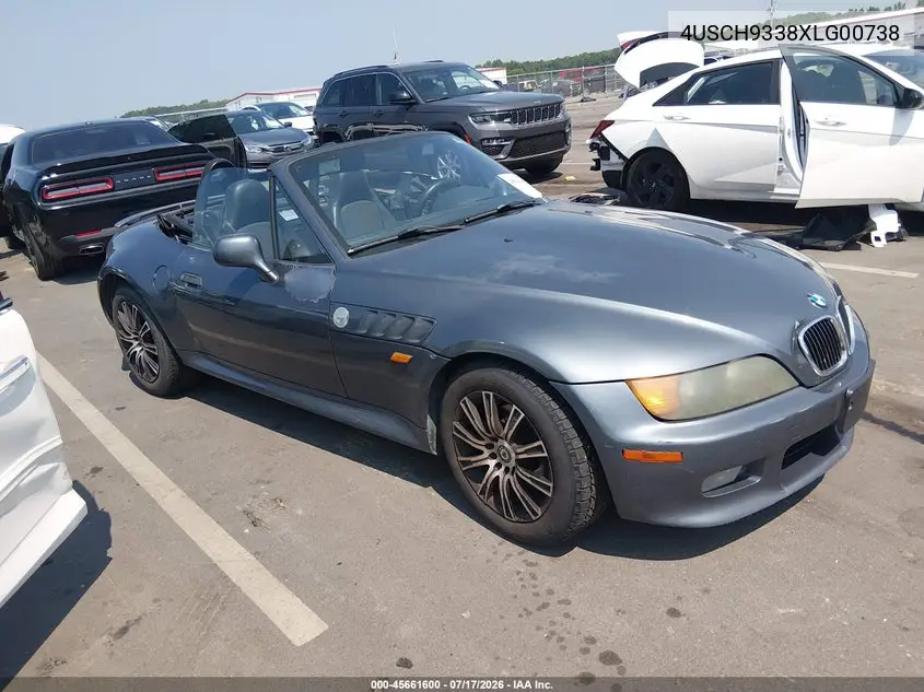 1999 BMW Z3 2.3 VIN: 4USCH9338XLG00738 Lot: 45661600