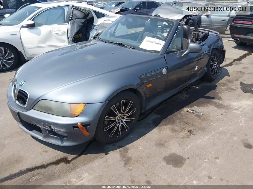 1999 BMW Z3 2.3 VIN: 4USCH9338XLG00738 Lot: 45661600