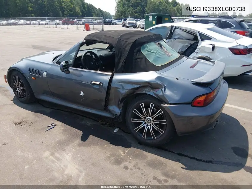 1999 BMW Z3 2.3 VIN: 4USCH9338XLG00738 Lot: 45661600
