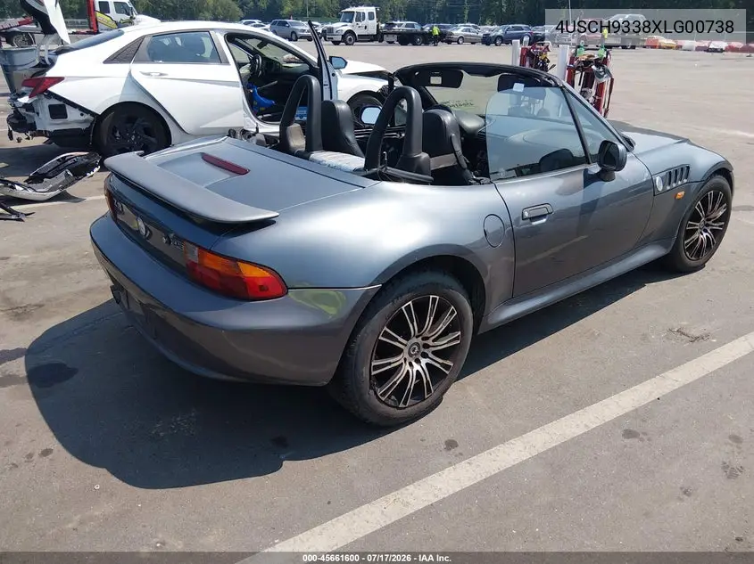 1999 BMW Z3 2.3 VIN: 4USCH9338XLG00738 Lot: 45661600