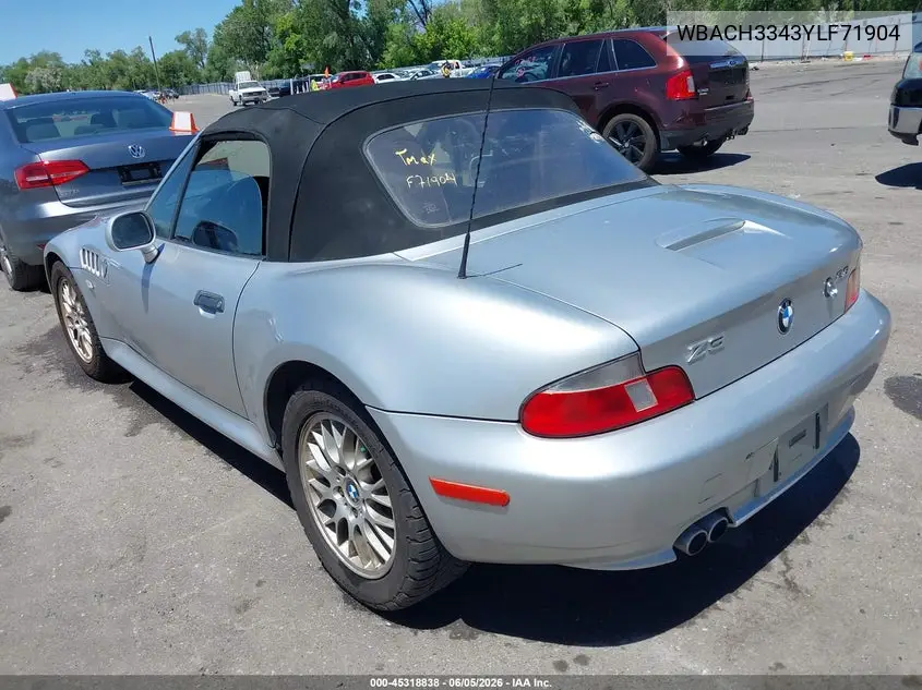 2000 BMW Z3 2.8 VIN: WBACH3343YLF71904 Lot: 45318838