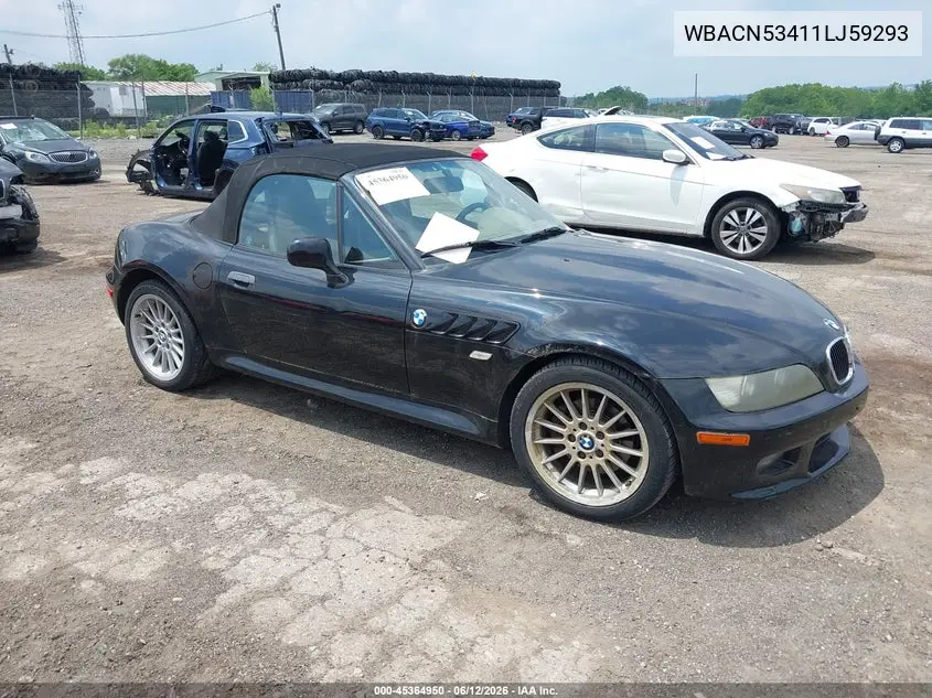 2001 BMW Z3 3.0I VIN: WBACN53411LJ59293 Lot: 45364950